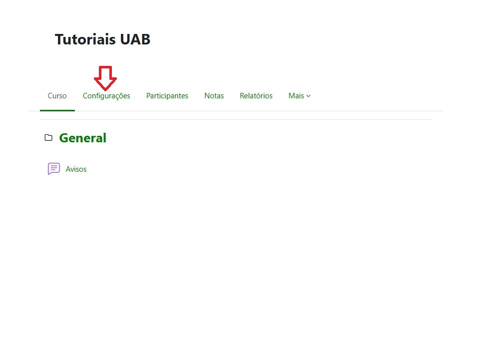 Configurações do curso